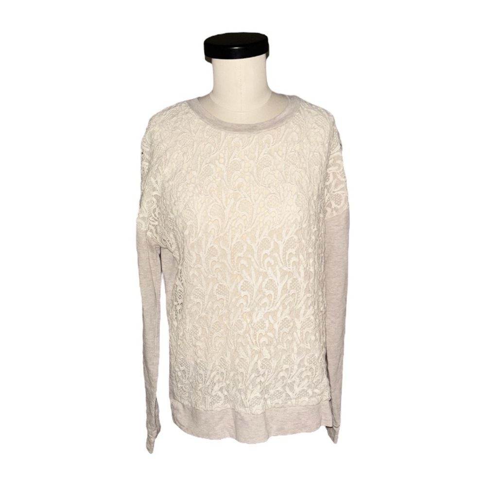 Blu Pepper White Lace Oatmeal Cream Sweater